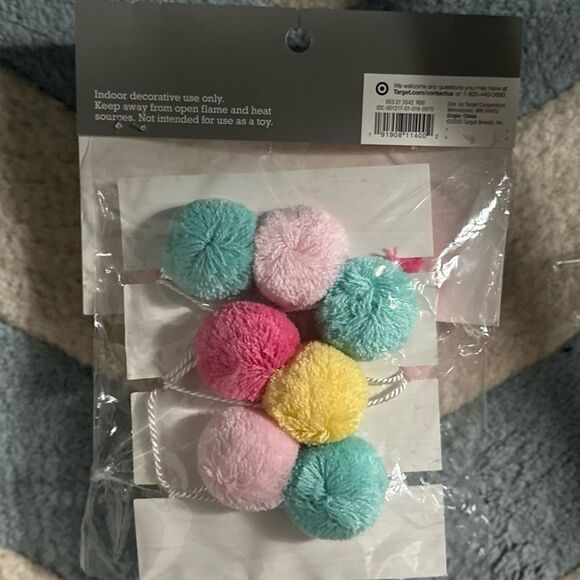 Spritz Tri- Color Pom Pom Garland Banner - Room Wall Decor Party Supply - Picture 5 of 6